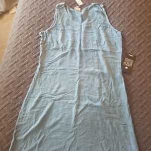 Blue chambray embroidered dress
